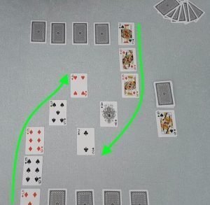 Example of valid continuous chains in the game Chain, our original two player card game